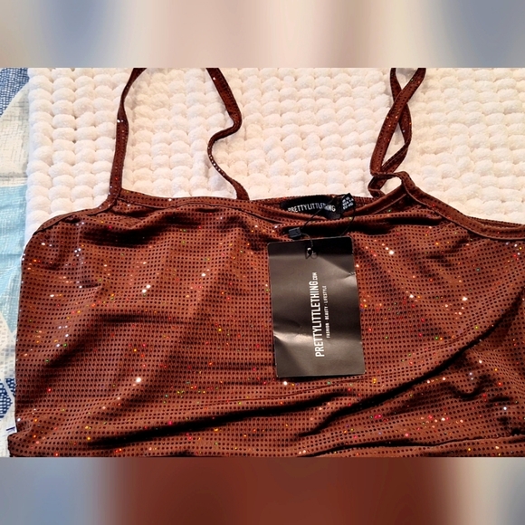 NWT Pretty little things Chocolate spaghetti strap evening dress - Picture 9 of 10